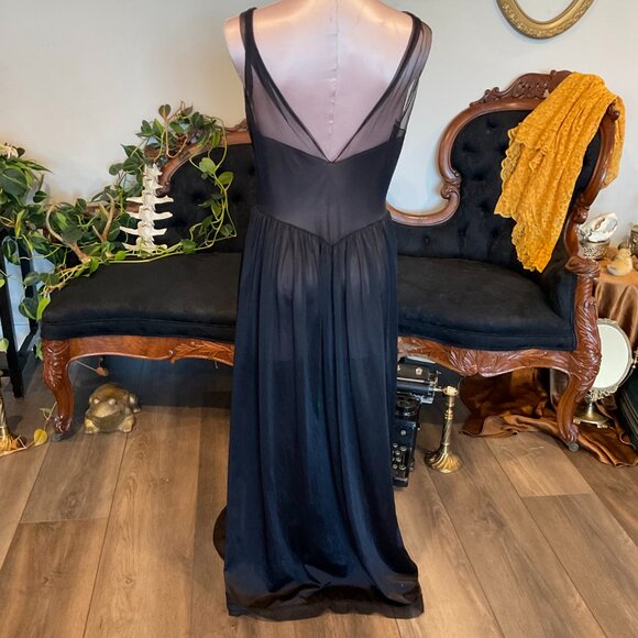 Vintage Vanity Fair Maxi Chemise Nightgown Slip Dress lingerie Size 38/L Black - Picture 5 of 5